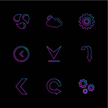 farklı minimalist düz vektör app simgeler siyah arka plan üzerine