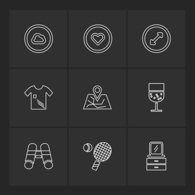 siyah arka plan üzerine minimalist düz app simgeleri