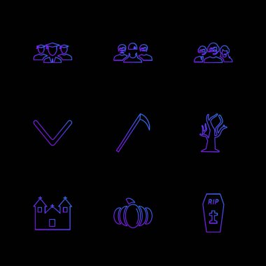 farklı minimalist düz vektör app simgeler siyah arka plan üzerine