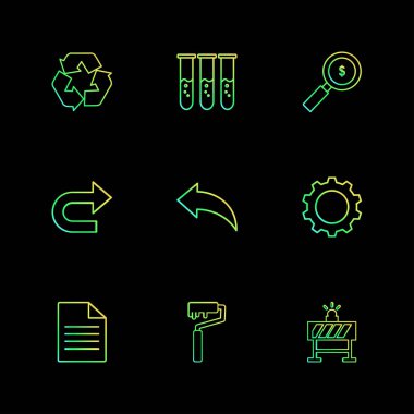 farklı minimalist düz vektör app simgeler siyah arka plan üzerine