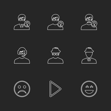 farklı minimalist düz vektör app simgeler siyah arka plan üzerine