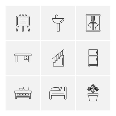 Beyaz arka plan üzerinde farklı minimalist düz vektör app simgeleri