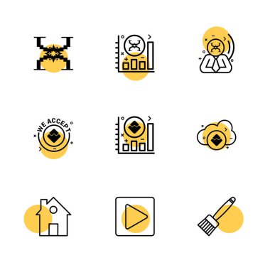Beyaz arka plan üzerinde renkli daireler ile minimalist düz vektör app simgeleri
