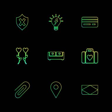 siyah arka plan, düz stil minimalist vektör app simgeleri