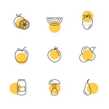 Gıda simgeler, farklı Internet düz vektör app simgeleri beyaz arka plan üzerinde 