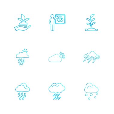 Beyaz arka plan üzerinde renkli minimalist düz app simgeleri