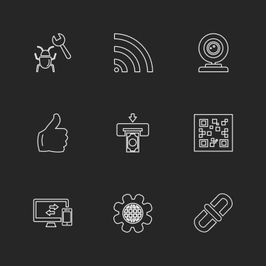 siyah arka plan üzerine minimalist düz app simgeleri