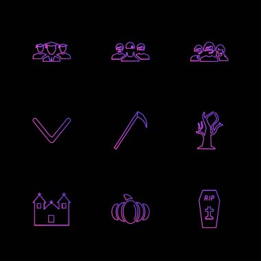 grafik Internet düz vektör app simgelerin siyah arka plan üzerine ayarla.