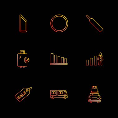 minimalist düz vektör app simgeler siyah arka plan üzerine