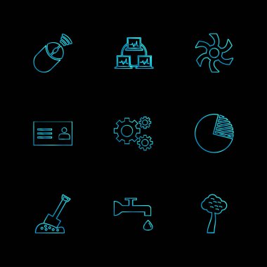 Internet düz vektör app simgeler siyah arka plan üzerinde basit bir set