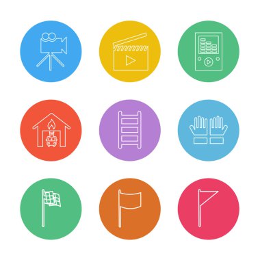 Beyaz arka plan üzerinde renkli yuvarlak simgeler vektör çizim, 