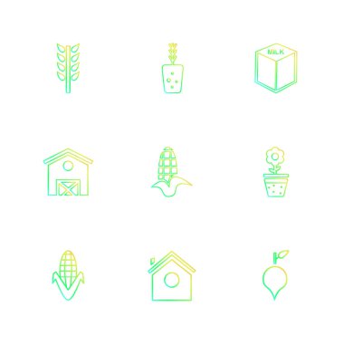 farklı minimalist düz vektör app simge kümesi