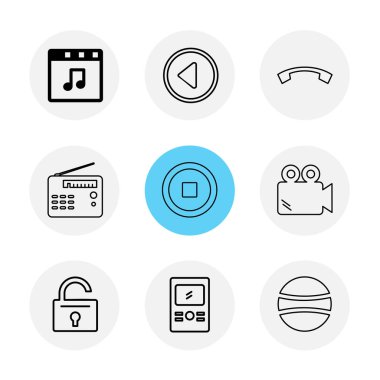 Beyaz arka plan üzerinde renkli minimalist düz app simgeleri