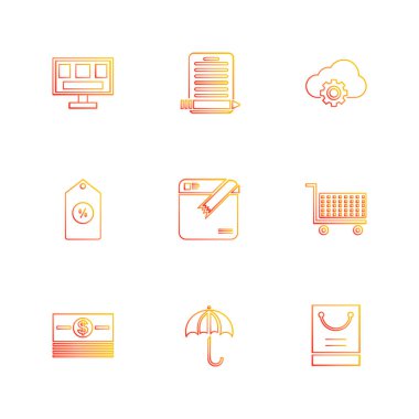 Beyaz arka plan üzerinde izole düz app simge kümesi