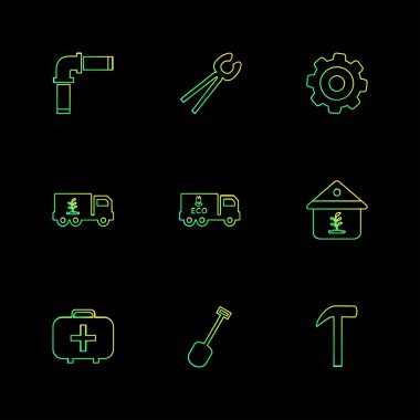 farklı minimalist düz vektör app simge kümesi