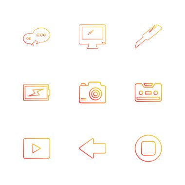 minimalist düz vektör app simgeleri beyaz arka plan üzerinde