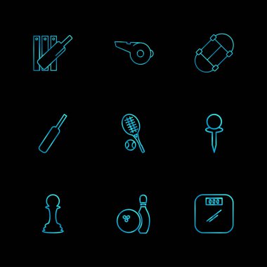 siyah arka plan, düz stil minimalist vektör app simgeleri