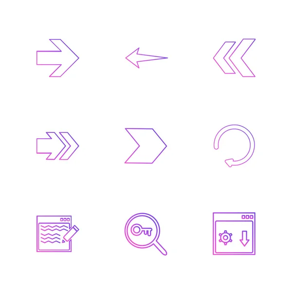 Arrows Directions Pointers Creative Icons Set Vector Design Flat Collection — Stock Vector