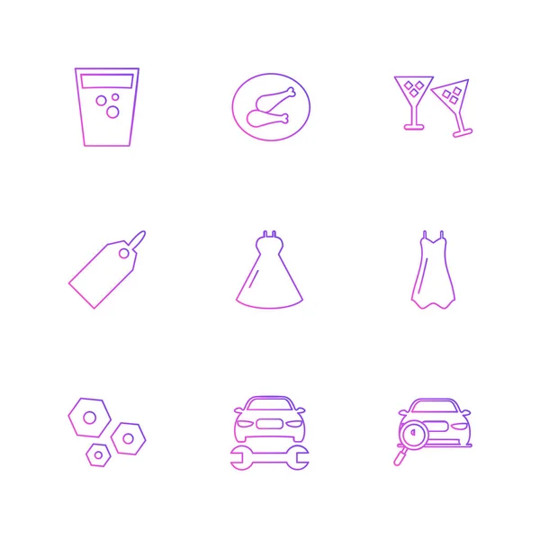 Iconos Ilustración Vectores Planos Conjunto Iconos Aplicaciones — Vector de stock