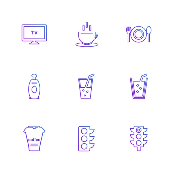 Minimalistische Platte App Pictogrammen Vectorillustratie Voor Digitale Apparaten — Stockvector