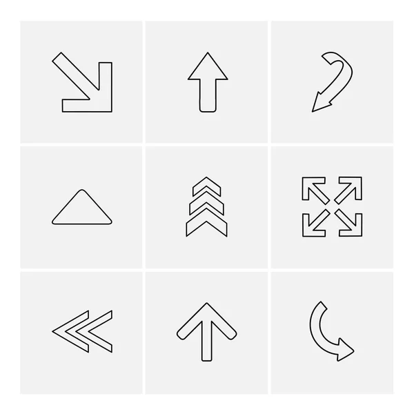 Flèches Directions Pointeurs Icônes Créatives Ensemble Conception Vectorielle Collection Plate — Image vectorielle