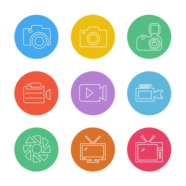 Colored Minimalistic Flat Vector App Icons White Background — Stock Vector