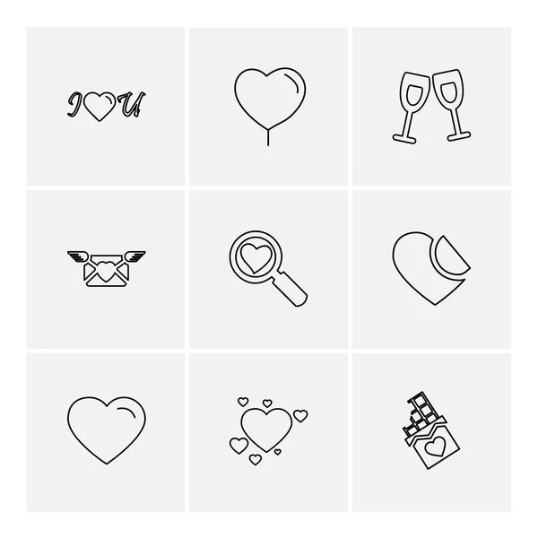 Corazones Iconos Web Vector Ilustración — Archivo Imágenes Vectoriales