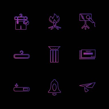 en az çeşitli simgeler siyah arka plan, vektör çizim üzerinde web