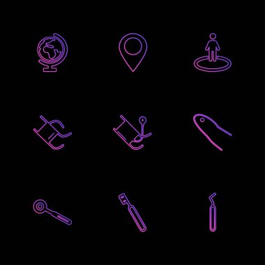 farklı minimalist düz vektör app simgeler siyah arka plan üzerine