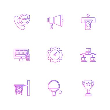 Beyaz arka plan üzerinde renkli minimalist düz vektör app simgeleri