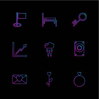 farklı minimalist düz vektör app simgeler siyah arka plan üzerine