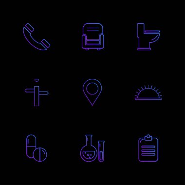 minimalist düz vektör app simgeler siyah arka plan üzerine