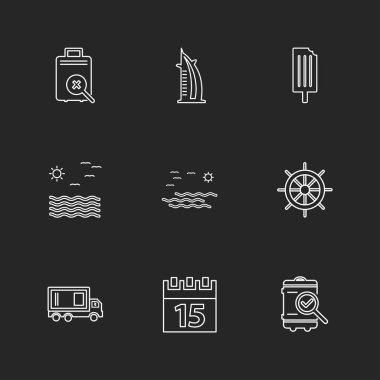 farklı minimalist düz vektör app simgeler siyah arka plan üzerine