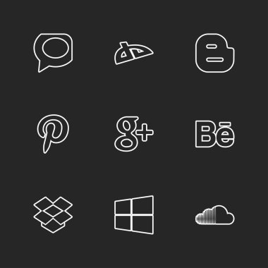 farklı minimalist düz vektör app simgeler siyah arka plan üzerine