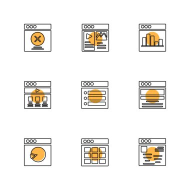 Minimalist düz app simgeler, vektör çizim dijital cihazlar için