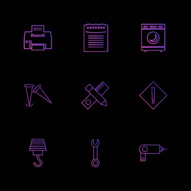 siyah arka plan üzerine minimalist düz app simgeleri