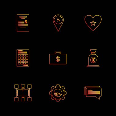 farklı minimalist düz vektör app simgeler siyah arka plan üzerine