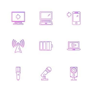 Beyaz arka plan üzerinde farklı Internet düz vektör app simgeleri 