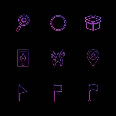 siyah arka plan üzerine minimalist düz app simgeleri