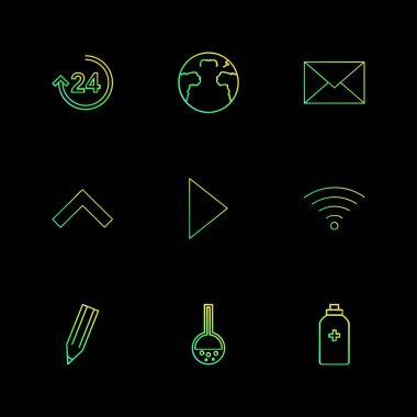 farklı minimalist düz vektör app simgeler siyah arka plan üzerine