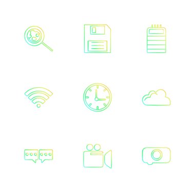 beyaz zemin üzerine minimalist düz app simgeleri