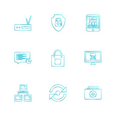 düz vektör çizim simgeler, App simgelerin ayarlamak   