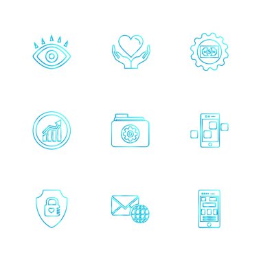 Farklı Web sitesi düz vektör app simgeleri beyaz arka plan üzerinde