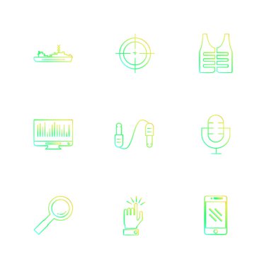 Minimalist düz app simgeler, vektör çizim dijital cihazlar için