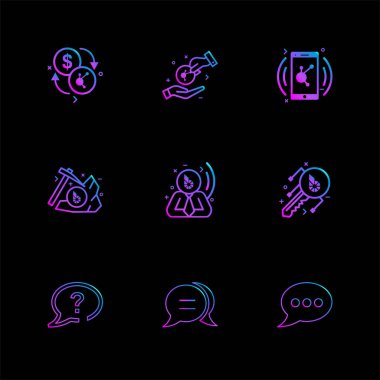 siyah arka plan üzerine minimalist düz app simgeleri