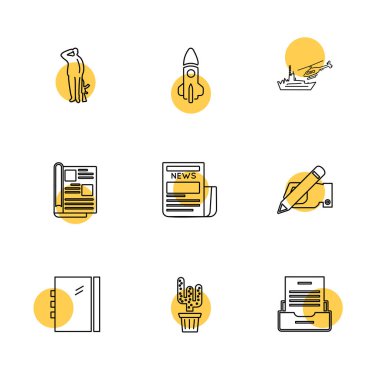 Beyaz arka plan üzerinde farklı minimalist düz vektör app simgeleri