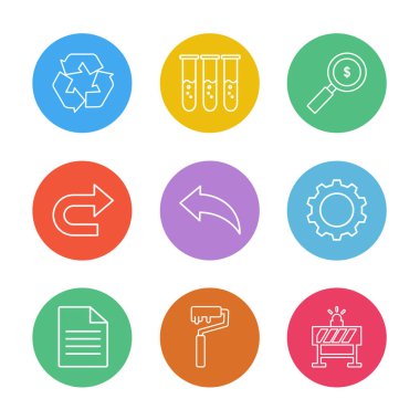 Beyaz arka plan üzerinde izole düz app simge kümesi