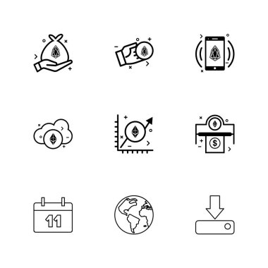 Beyaz arka plan üzerinde izole düz app simge kümesi