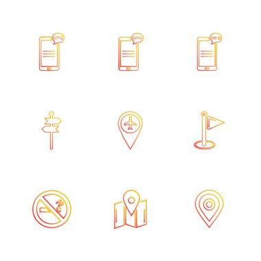 Beyaz arka plan üzerinde renkli minimalist düz vektör app simgeleri