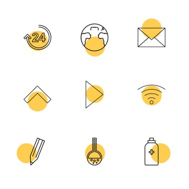 Beyaz arka plan üzerinde renkli minimalist düz vektör app simgeleri